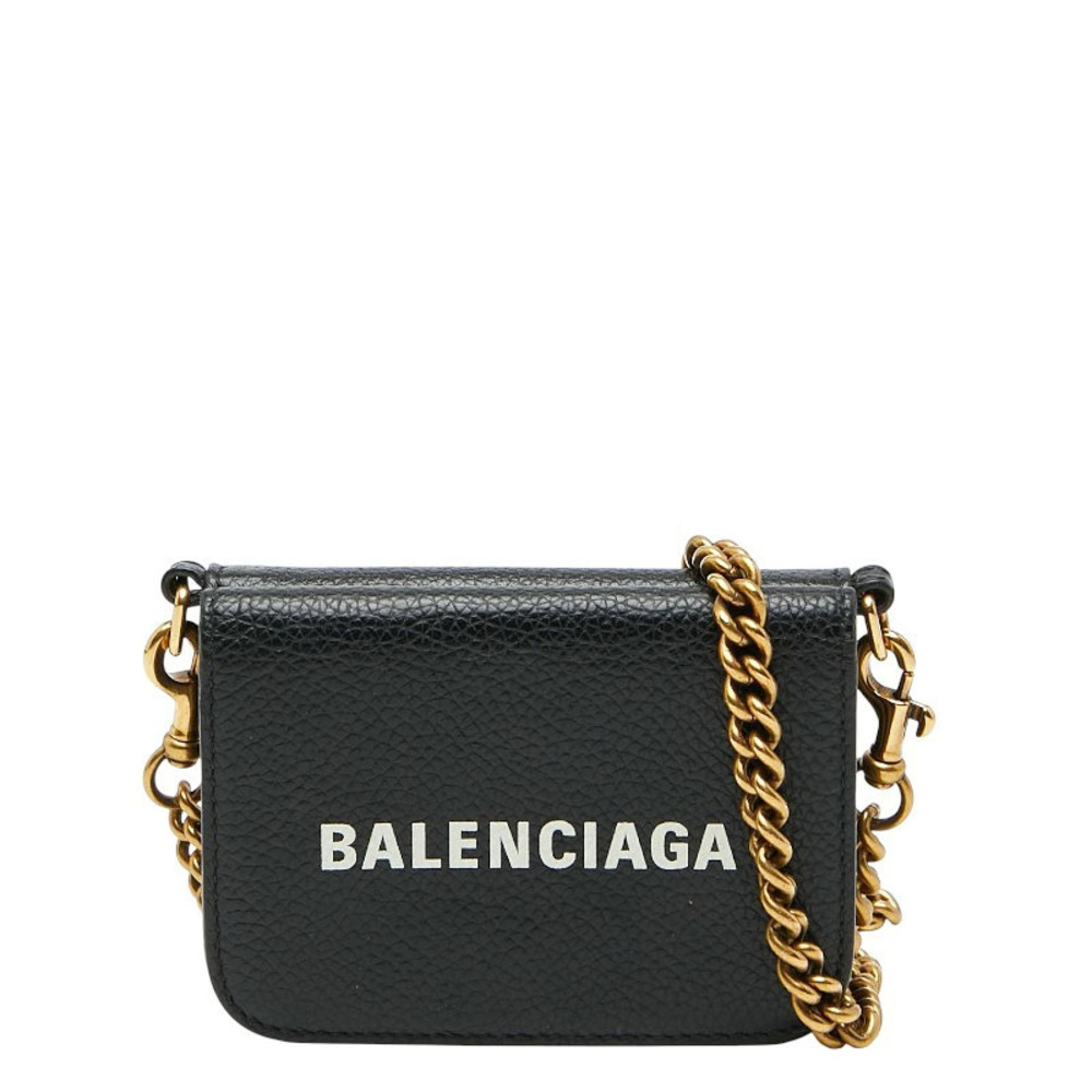 Balenciaga Chain Wallet Black Leather